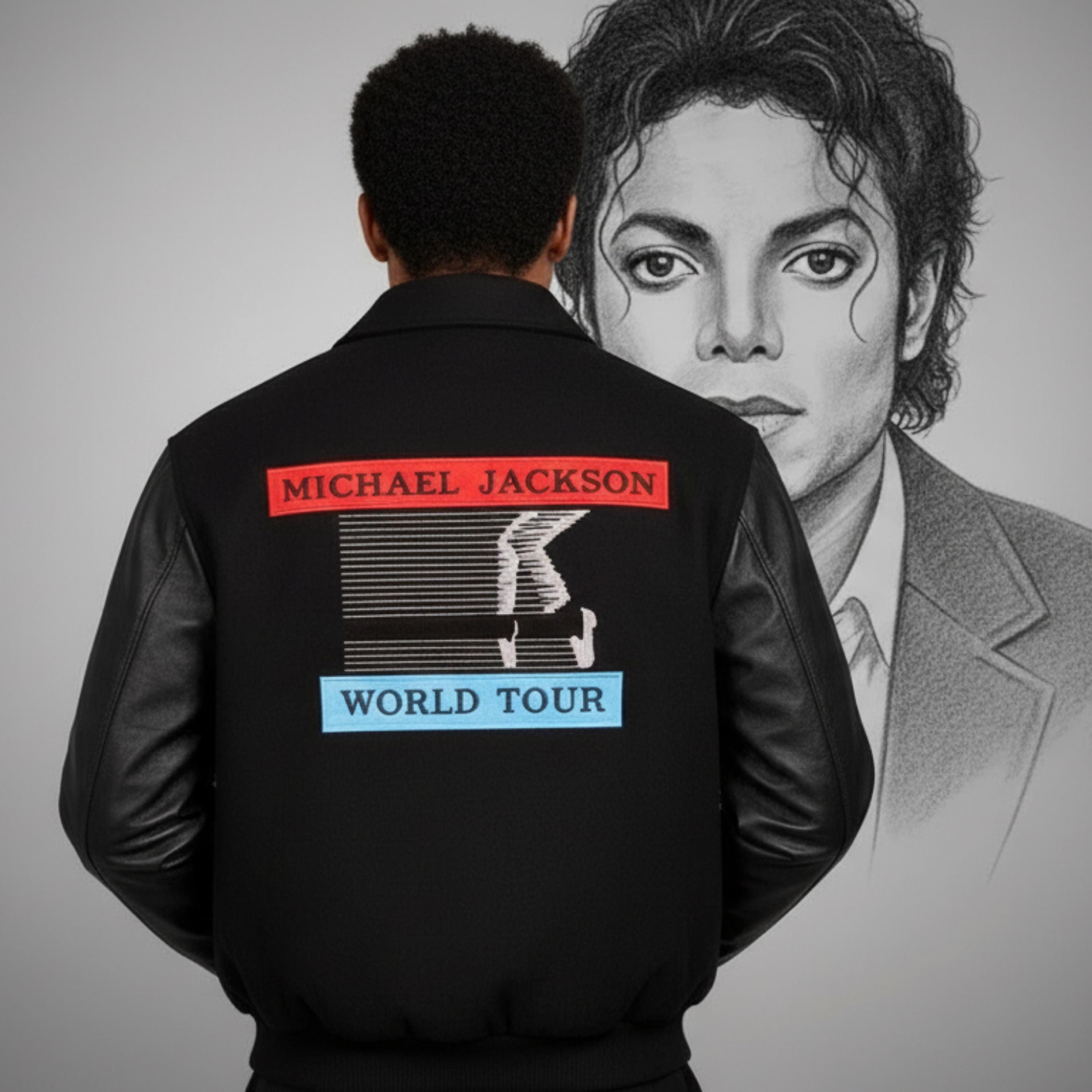 Michael Jackson BAD World Tour Moonwalk Varsity Jacket | Retro 80s King of Pop Concert Apparel