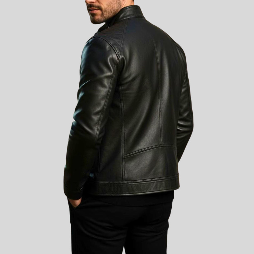 Men’s Handmade Black Lambskin Leather Moto Jacket | Slim Fit Motorcycle Biker Outerwear