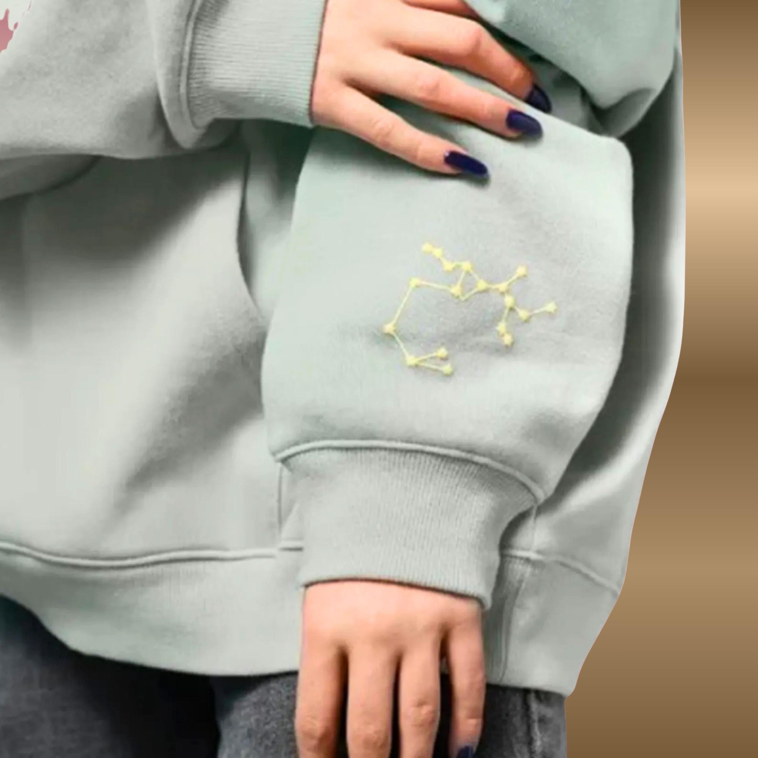 Embroidered 'Sincerely Yours' Hoodie | Gray & Light Blue Fleece Pullover | Oversized Unisex Cosplay Sweatshirt | Gift for Teen Girl