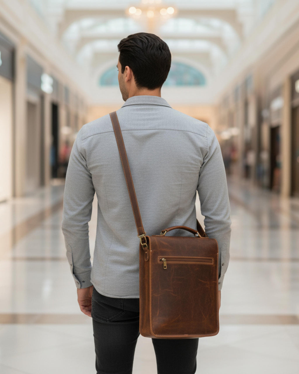Handmade Genuine Leather Crossbody Bag for Men | Vintage Brown Messenger | Men's Satchel | Shoulder Purse | Gift for Dad