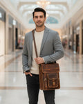 Handmade Genuine Leather Crossbody Bag for Men | Vintage Brown Messenger | Men's Satchel | Shoulder Purse | Gift for Dad