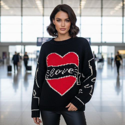 Eve Hewson Bad Sister Sweater | Oversized Heart Knit Jumper | Valentine’s Love Y2K Pullover