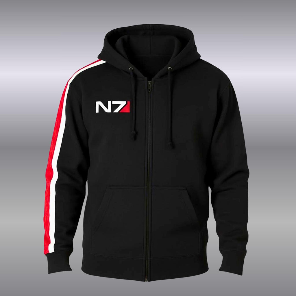 Mass Effect Inspired N7 Hoodie | Commander Shepard Style Zip-Up Cosplay Sweatshirt