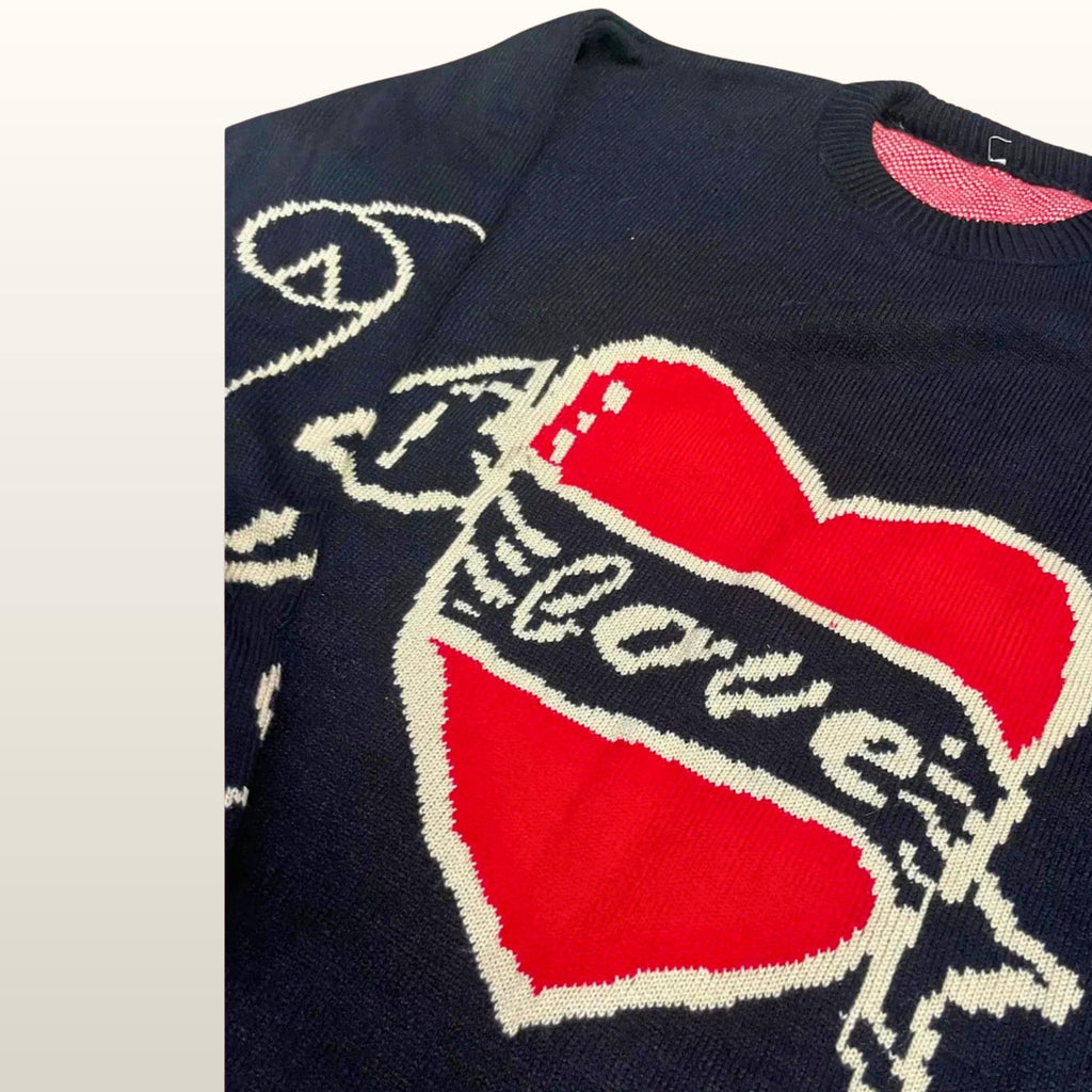 Eve Hewson Bad Sister Sweater | Oversized Heart Knit Jumper | Valentine’s Love Y2K Pullover