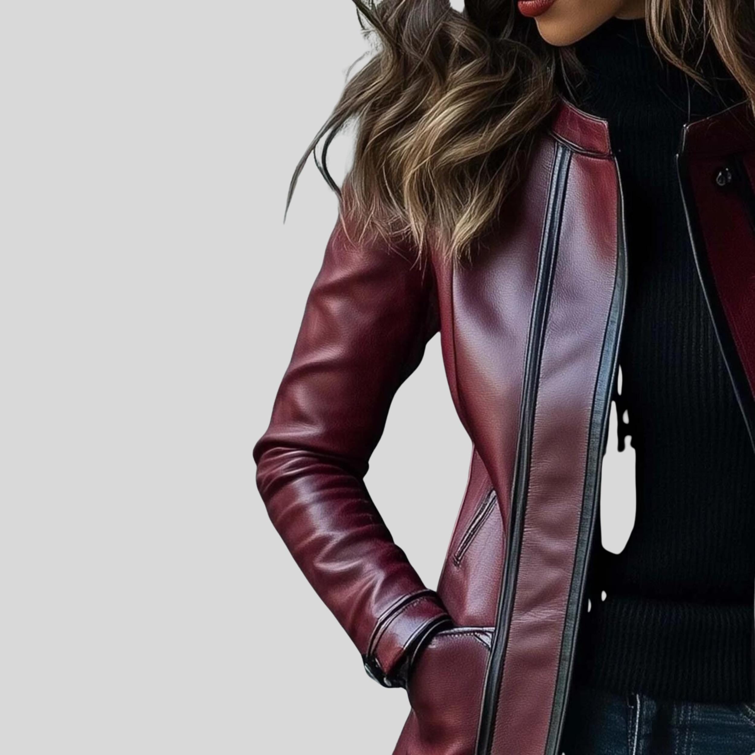 Women’s Handmade Burgundy Leather Long Coat | Vintage Distressed Lambskin Genuine Leather Jacket