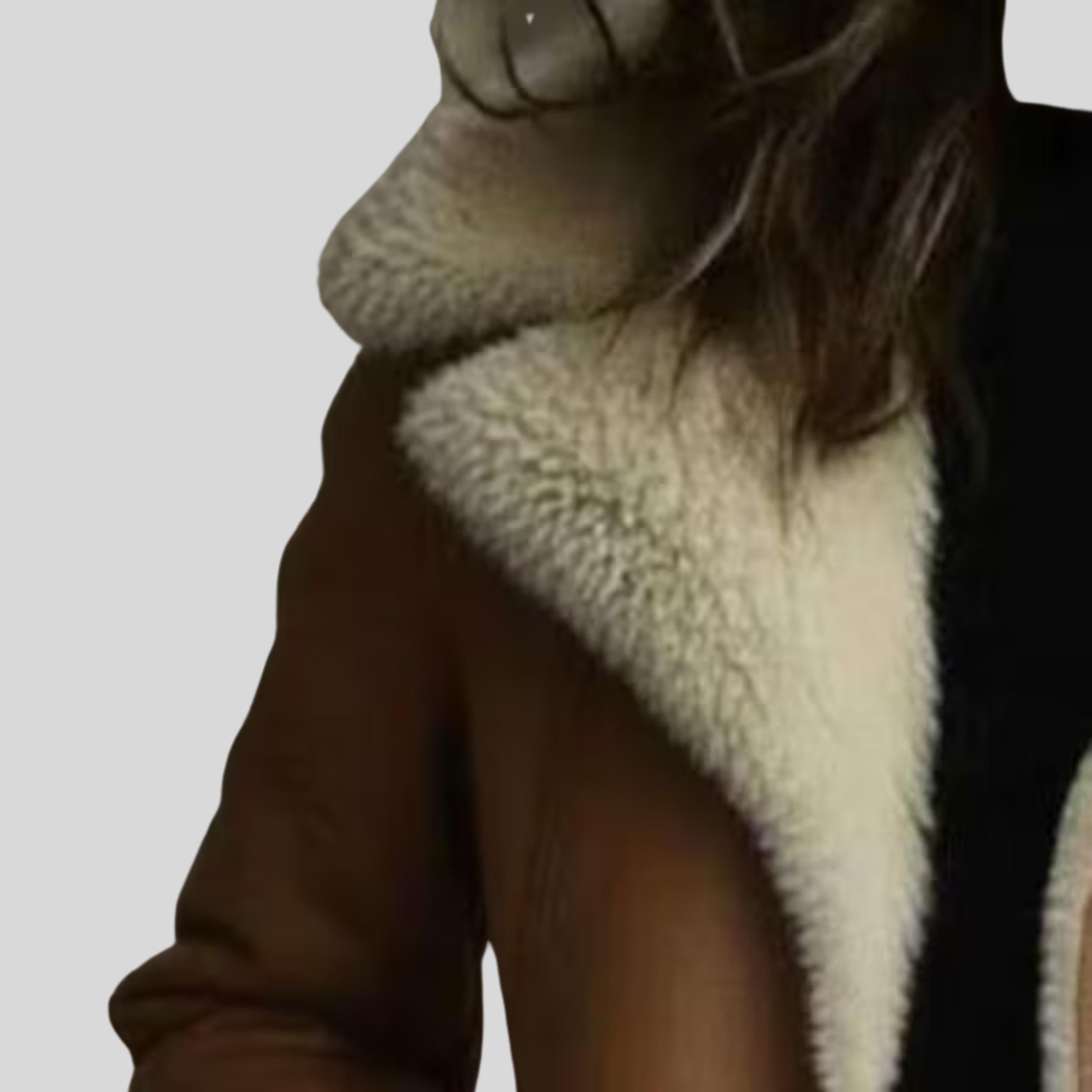 Women's Sheepskin Aviator Jacket | Genuine Leather Tan Brown Coat | Faux Fur Lapel Collar