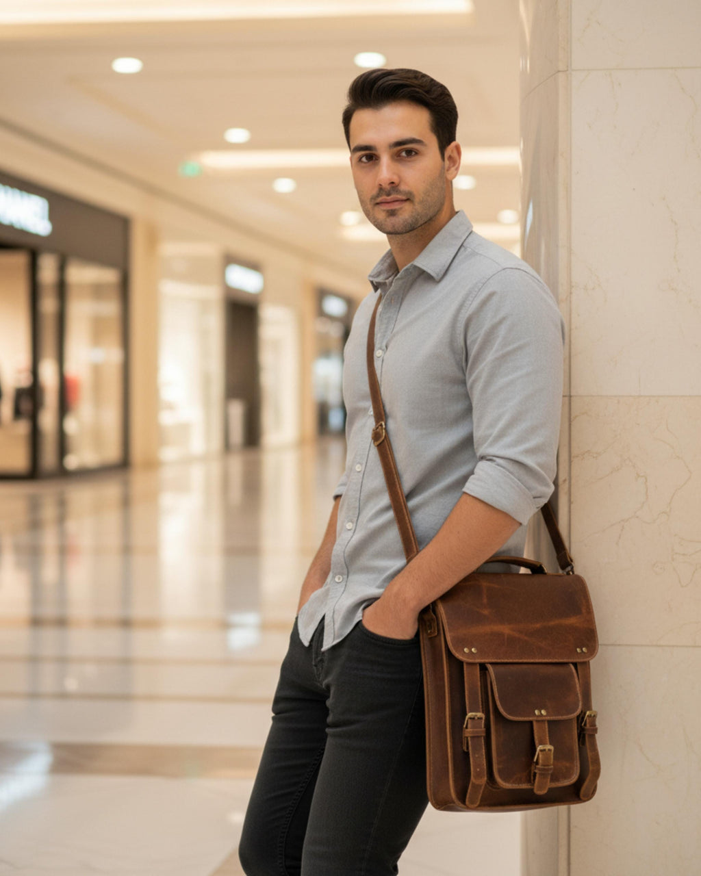 Handmade Genuine Leather Crossbody Bag for Men | Vintage Brown Messenger | Men's Satchel | Shoulder Purse | Gift for Dad
