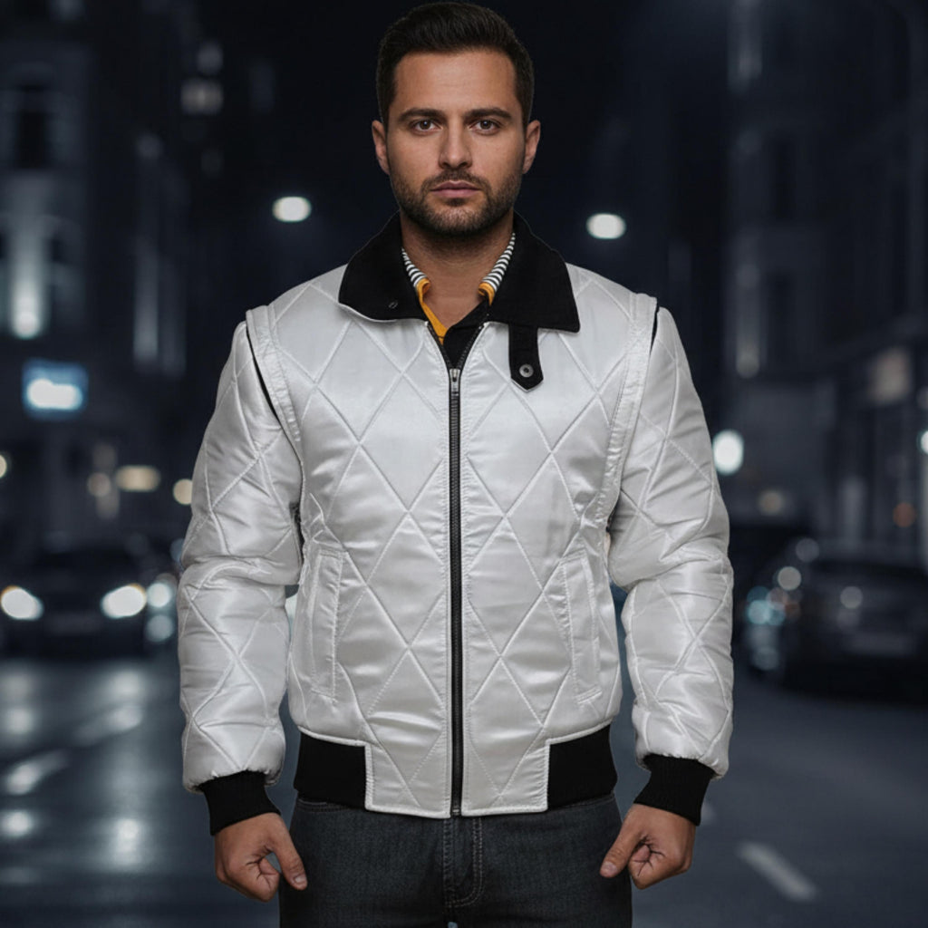 Ryan Gosling Drive Scorpion Jacket | Lightweight White Satin Bomber Jacket | Handmade Retro Movie Inspired Varsity Biker Outerwear
