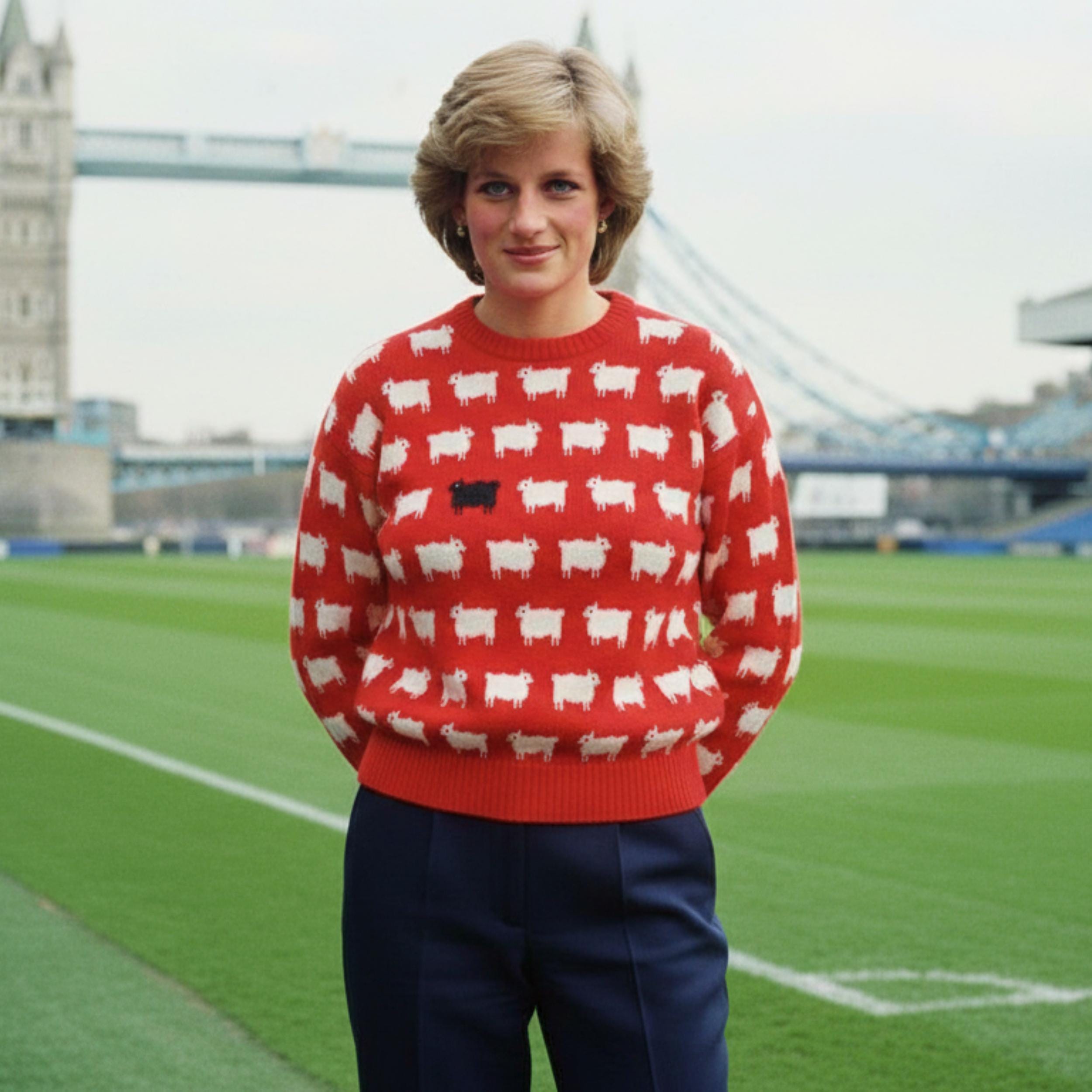 Princess Diana Black Sheep Sweater| 80s Style Knit Jumper | Vintage Style Outfits | Gift for Her