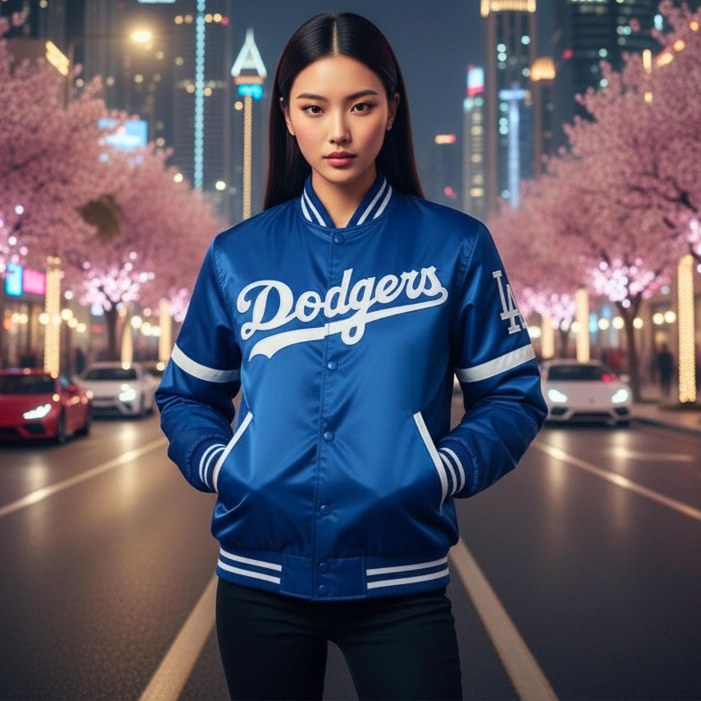 Los Angeles Dodgers Satin Varsity Jacket | Royal Blue Baseball Bomber Inspired Vintage Jacket | Limited Edition | Gift for Him
