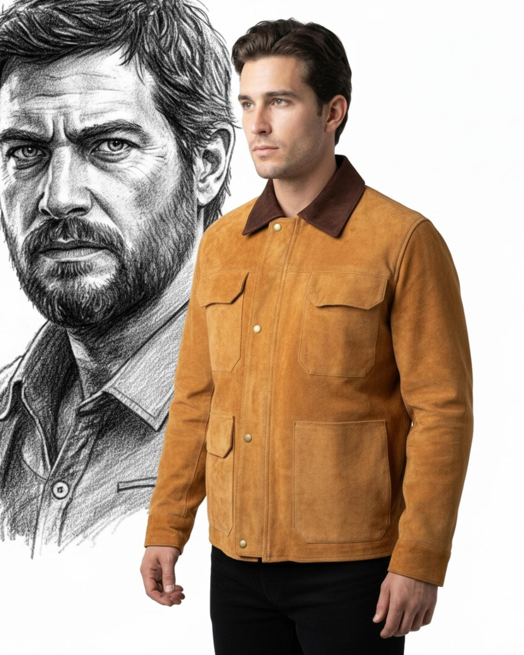 Joel Miller TLOU Jacket | The Last of Us Brown Suede Leather Coat | Handmade Cosplay Costume | Gift for Him
