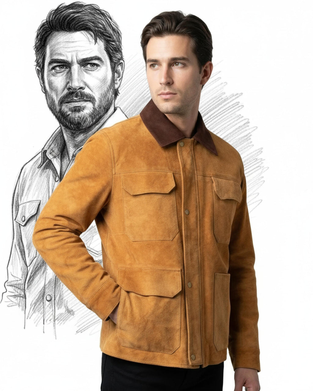 Joel Miller TLOU Jacket | The Last of Us Brown Suede Leather Coat | Handmade Cosplay Costume | Gift for Him