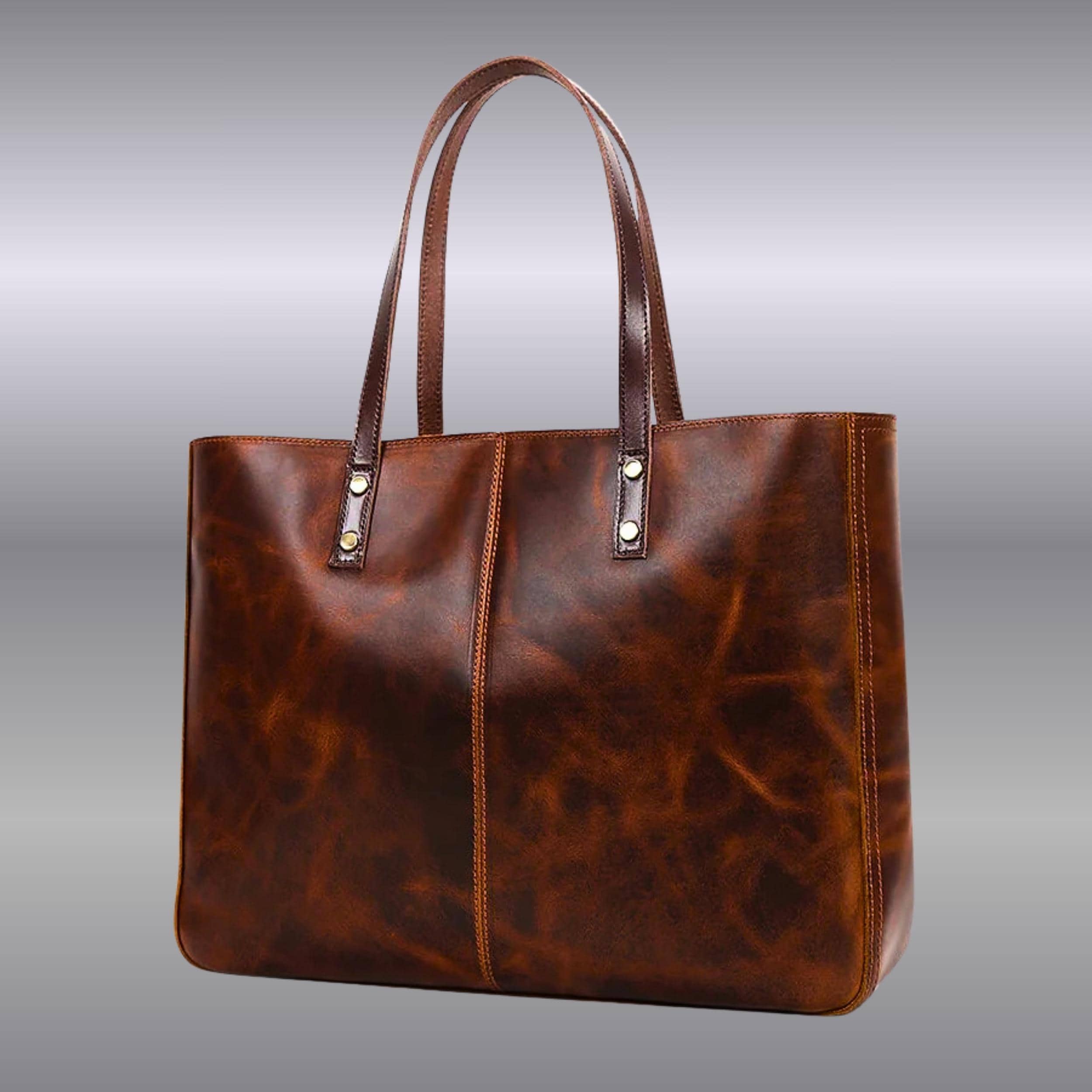 Personalized Full Grain Leather Tote for Women | Large Work & Laptop Shoulder Bag | Handmade Business Purse | Gift for Her