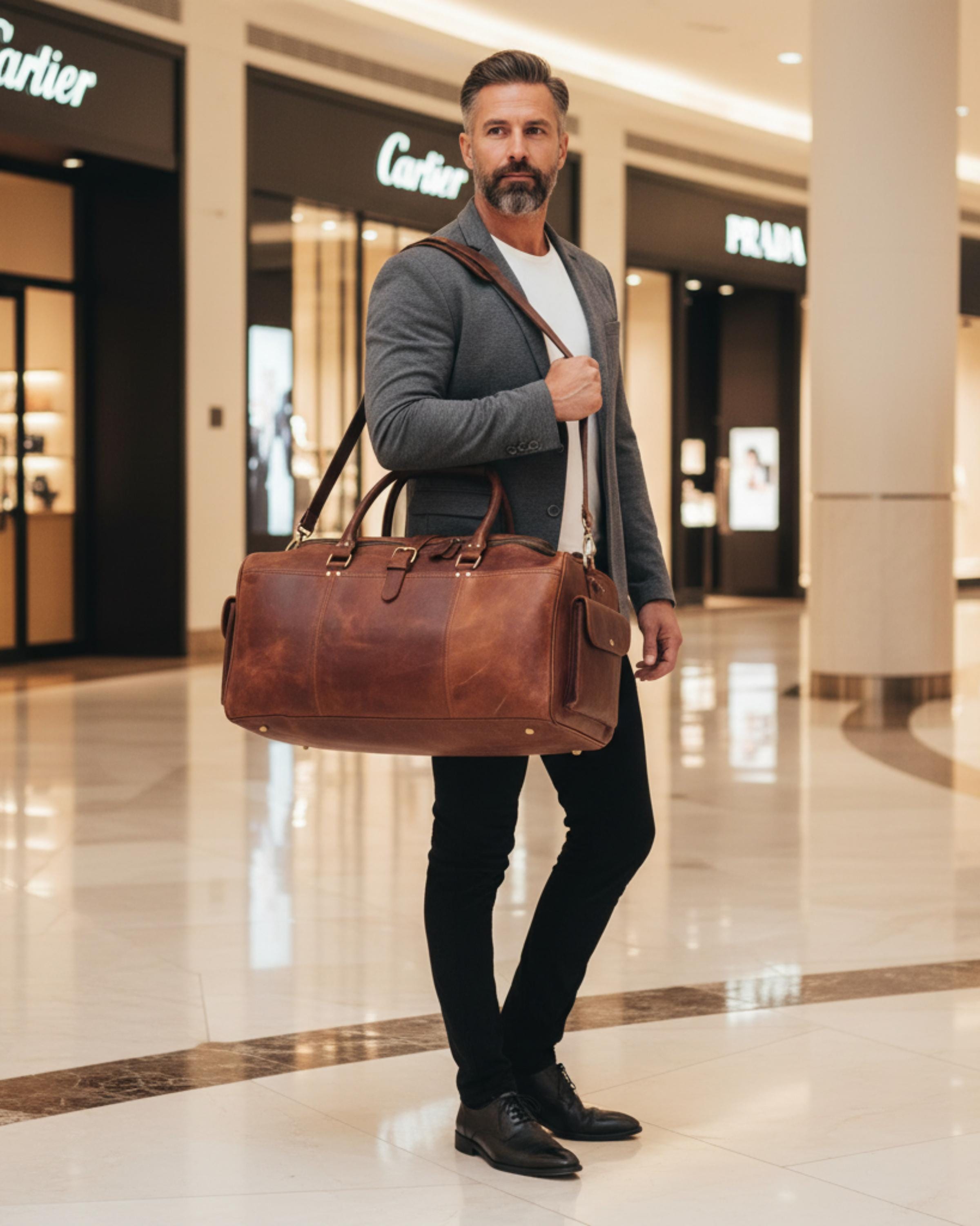 Personalized Full Grain Leather Duffel Bag Handmade Weekender Travel Bag Vintage Brown Men’s Overnight Gym Holdall Gift for Him