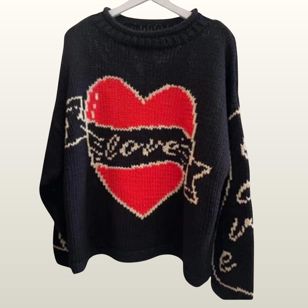 Eve Hewson Bad Sister Sweater | Oversized Heart Knit Jumper | Valentine’s Love Y2K Pullover