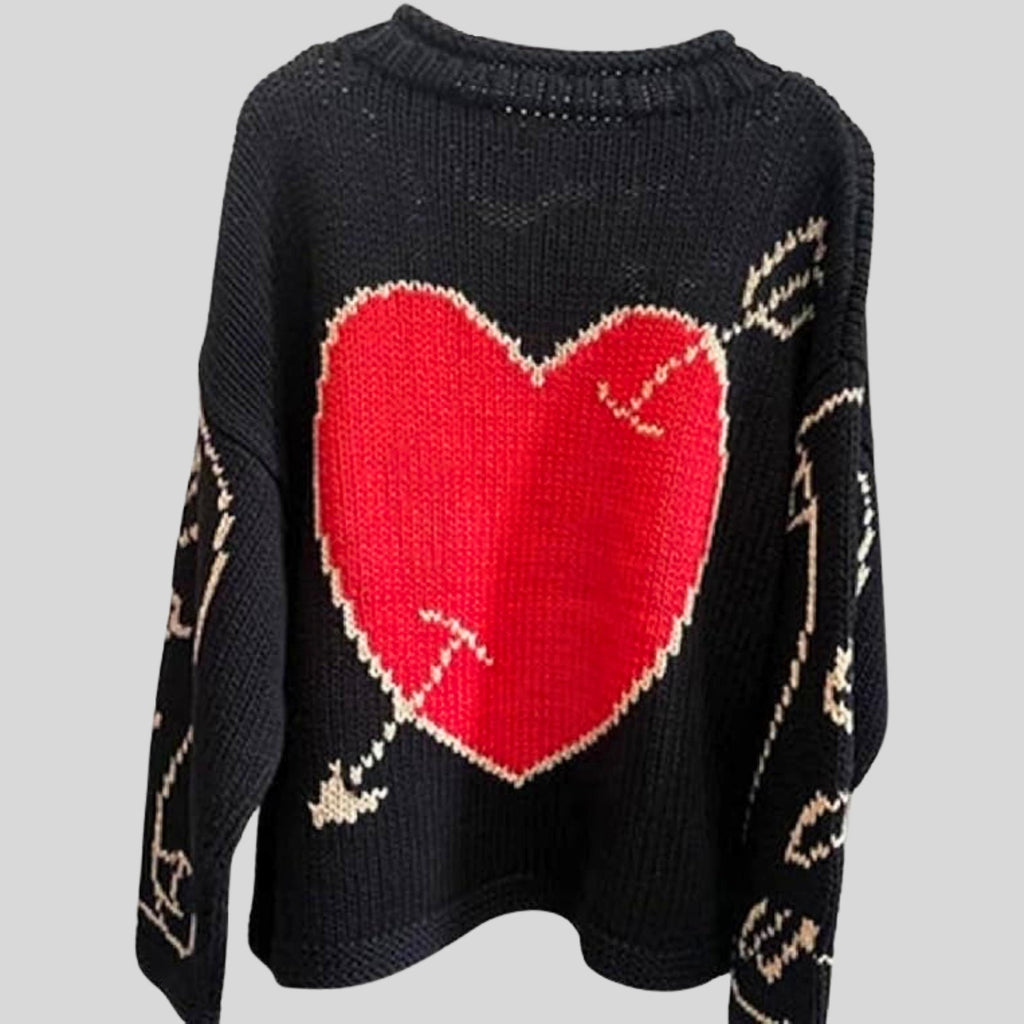 Eve Hewson Bad Sister Sweater | Oversized Heart Knit Jumper | Valentine’s Love Y2K Pullover