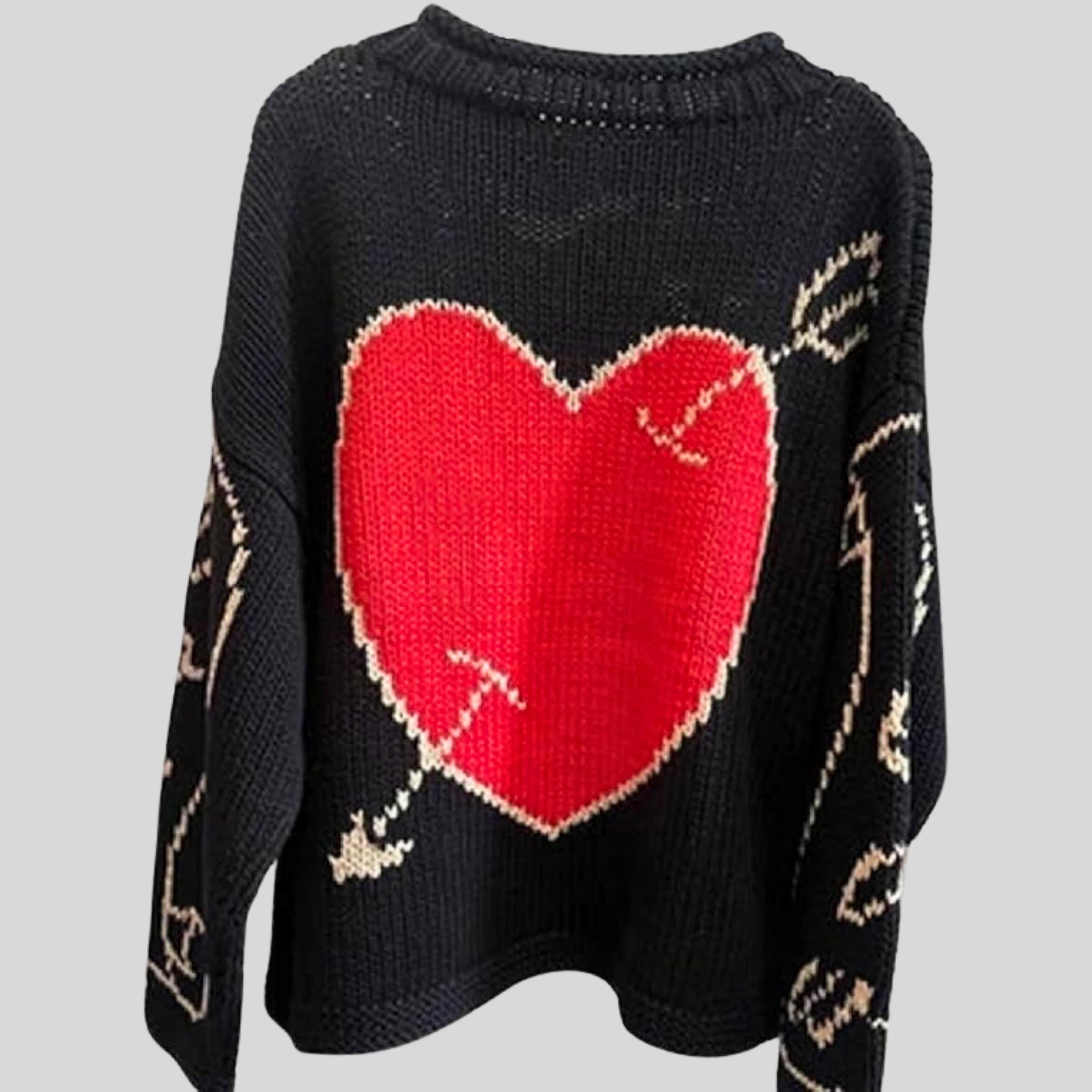 Eve Hewson Bad Sister Sweater | Oversized Heart Knit Jumper | Valentine’s Love Y2K Pullover