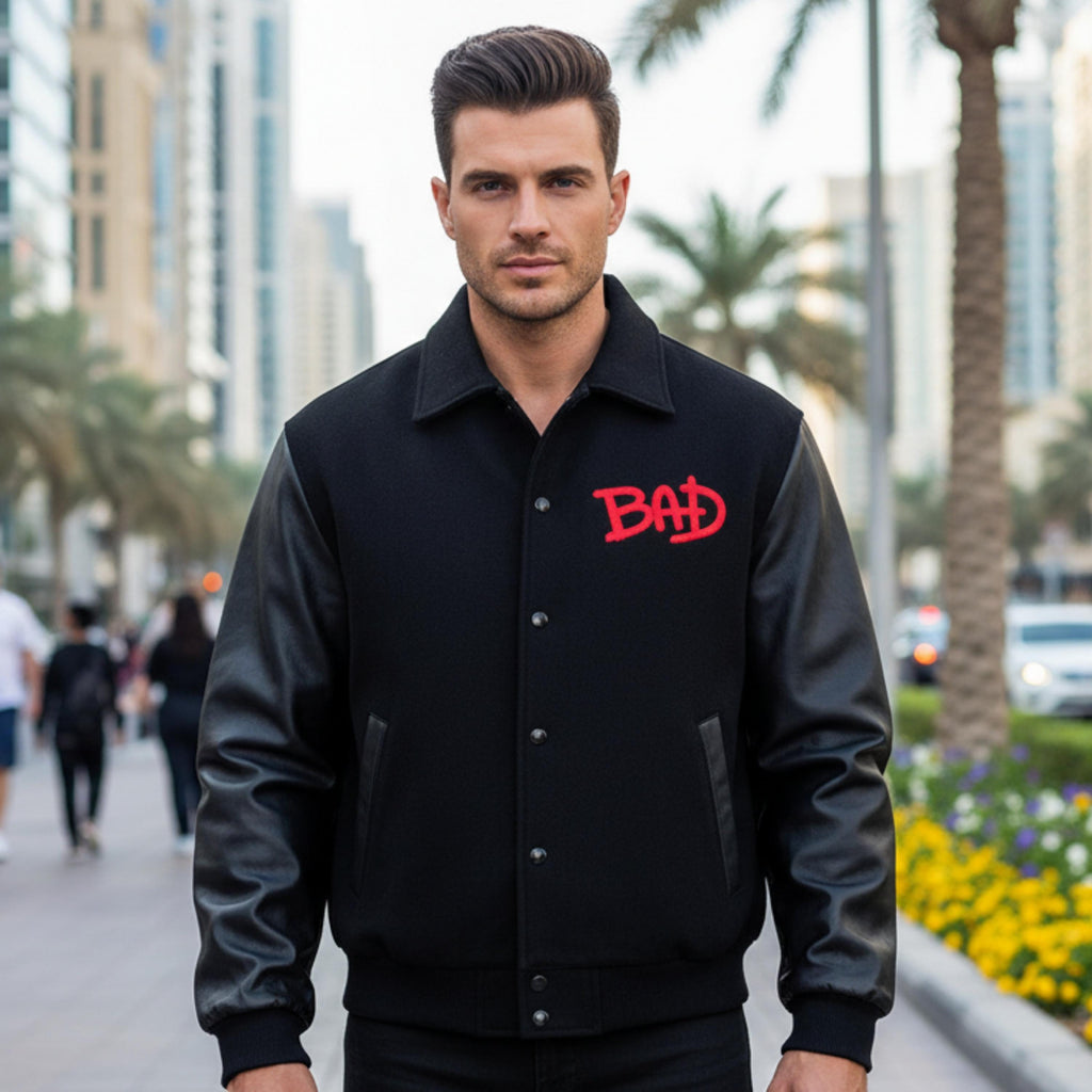 Michael Jackson BAD World Tour Moonwalk Varsity Jacket | Retro 80s King of Pop Concert Apparel