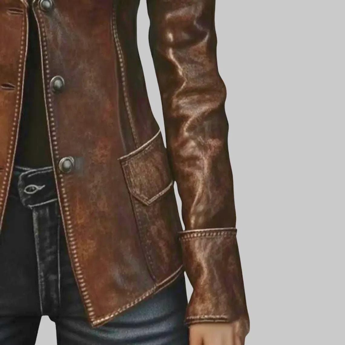 Women’s Real Leather Motorcycle Jacket | Vintage Brown Distressed Biker Jacket | Trendy Style