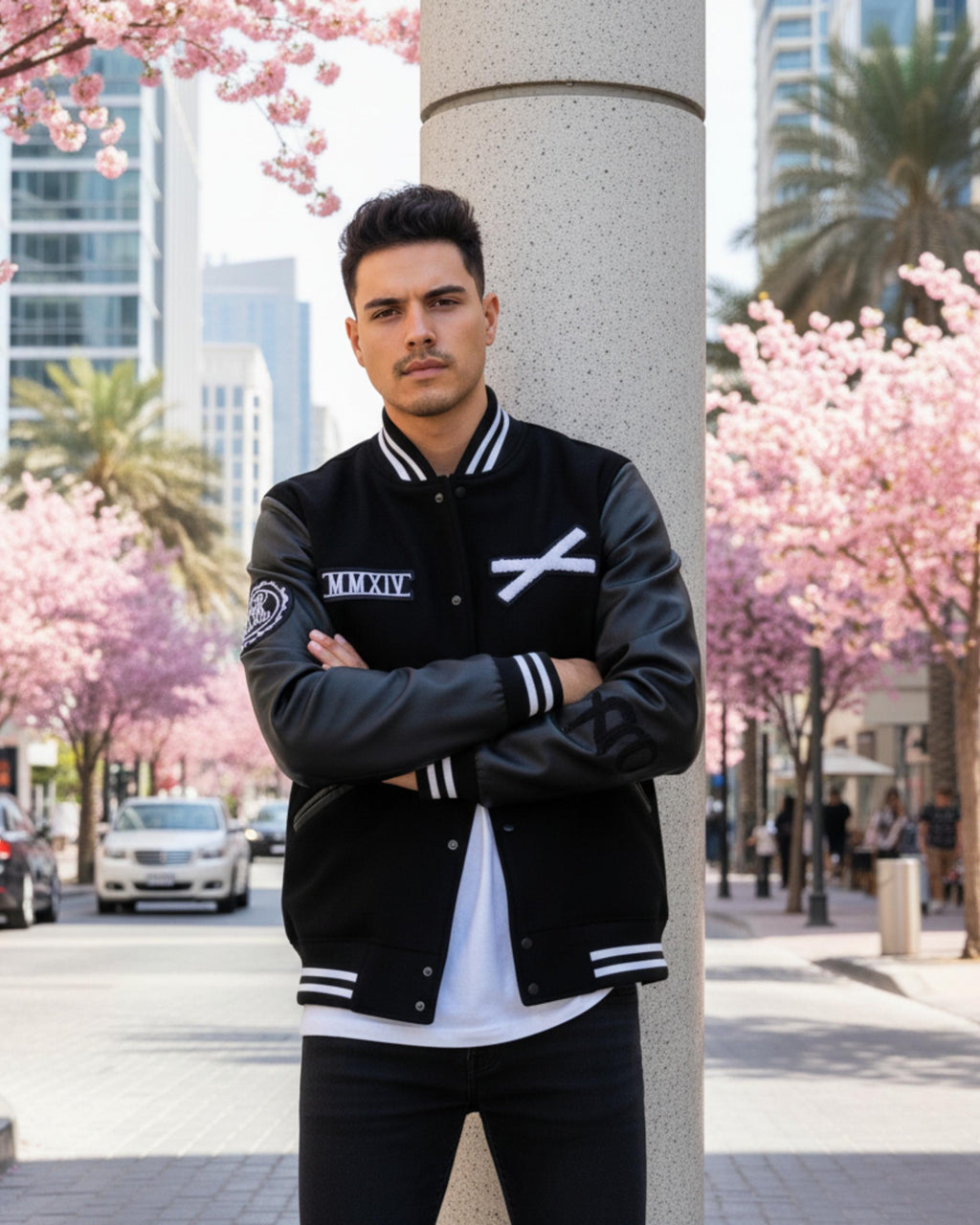 Handmade XO Varsity Jacket | Black Wool & Leather Bomber Jacket | Letterman College Baseball Outerwear | Gift For Him