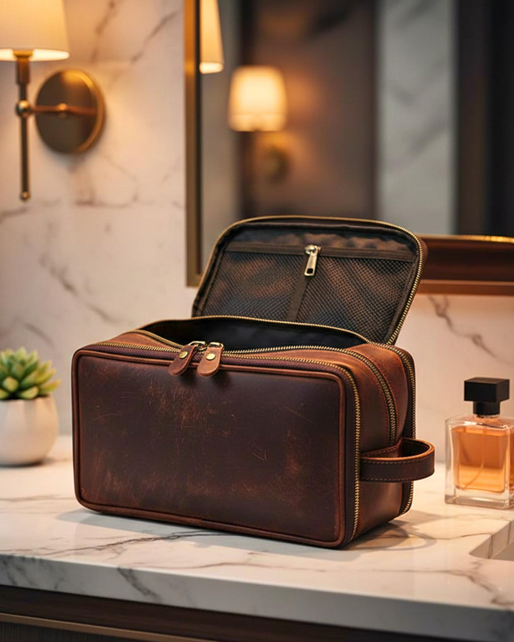 Groomsmen Gift | Leather Toiletry Bag | Crazy Horse Dopp Kit | Men's Shaving Kit | Travel Grooming Organizer | Gift for Him