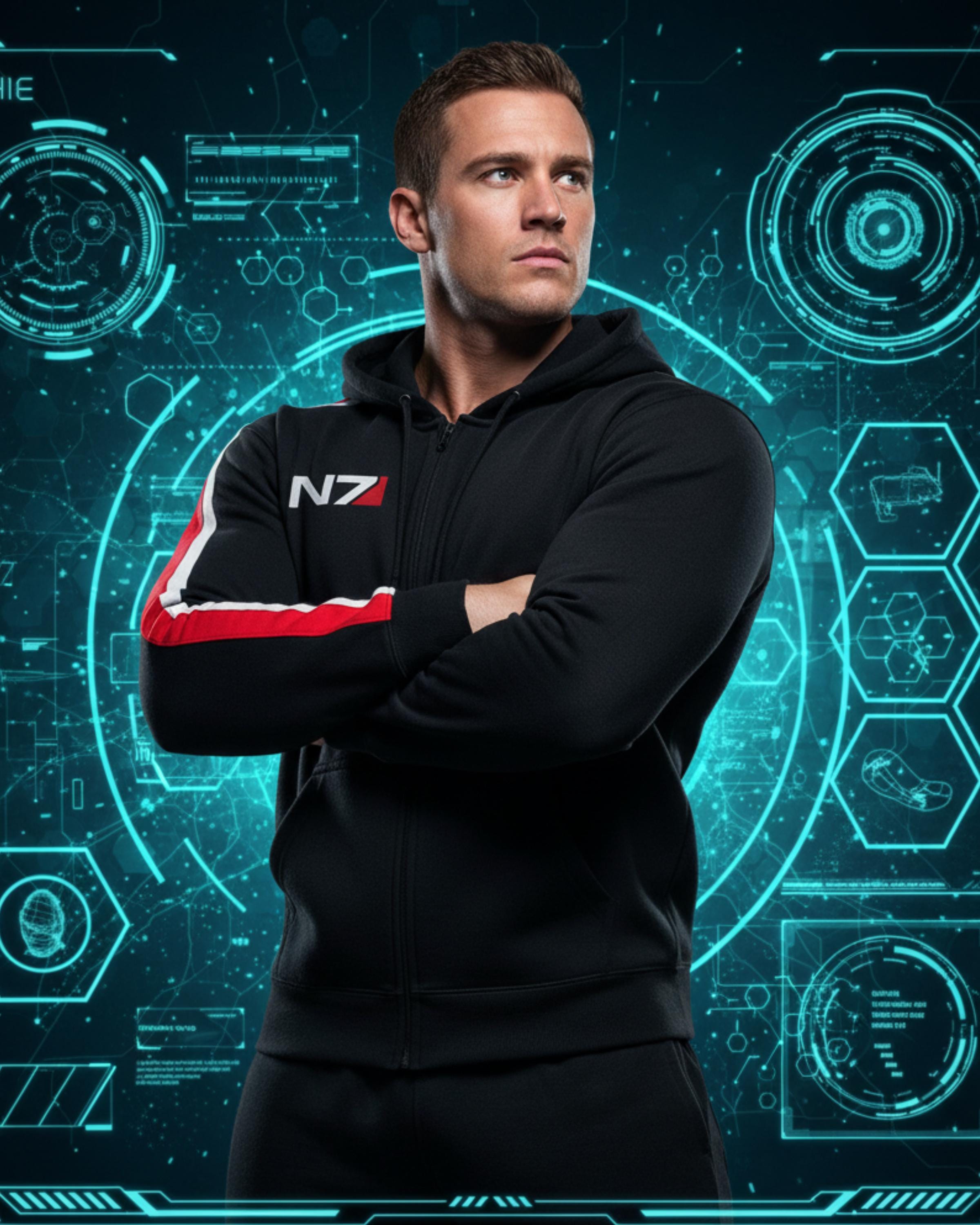 Mass Effect Inspired N7 Hoodie | Commander Shepard Style Zip-Up Cosplay Sweatshirt