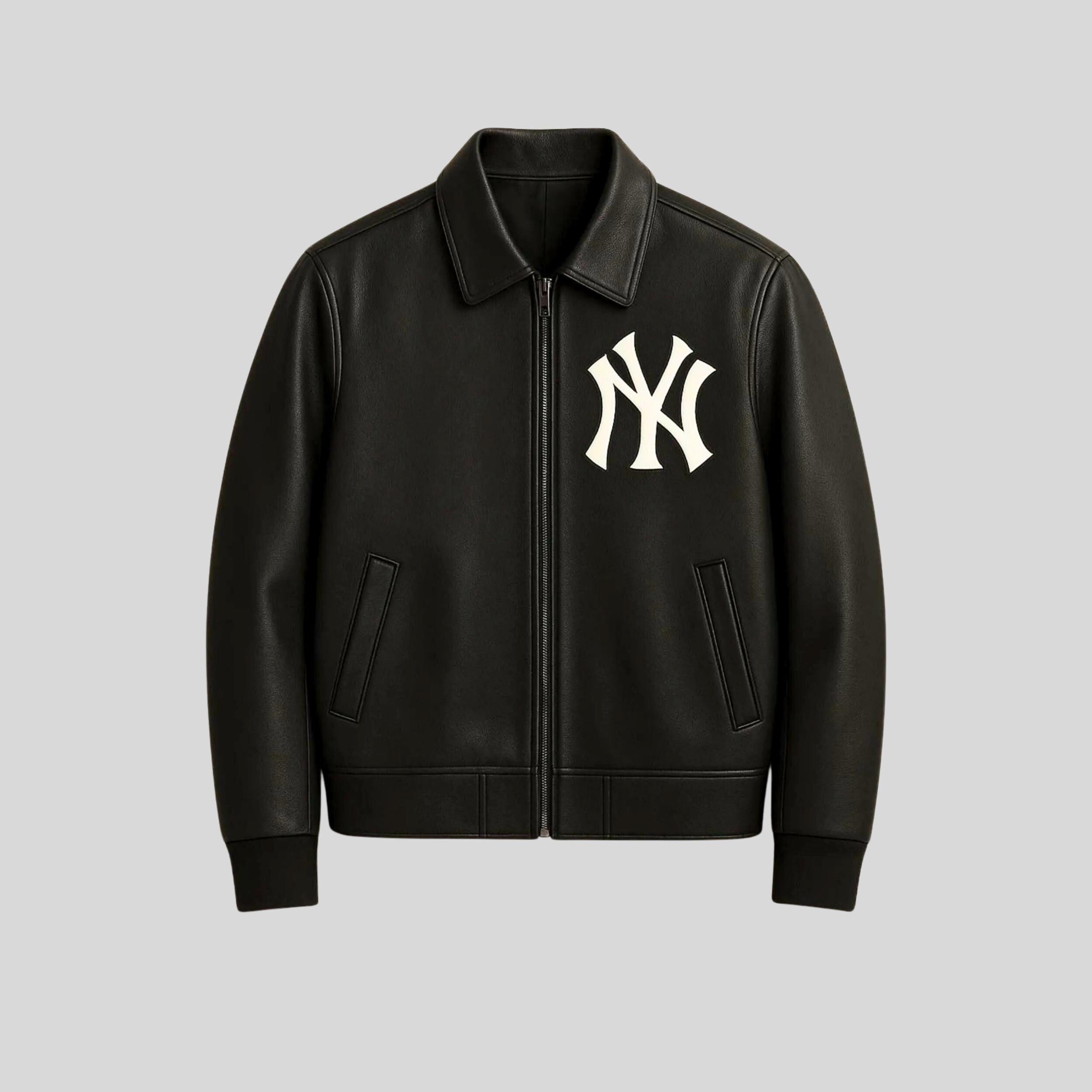 Custom Embroidered Sheepskin Leather Bomber Jacket | Handmade