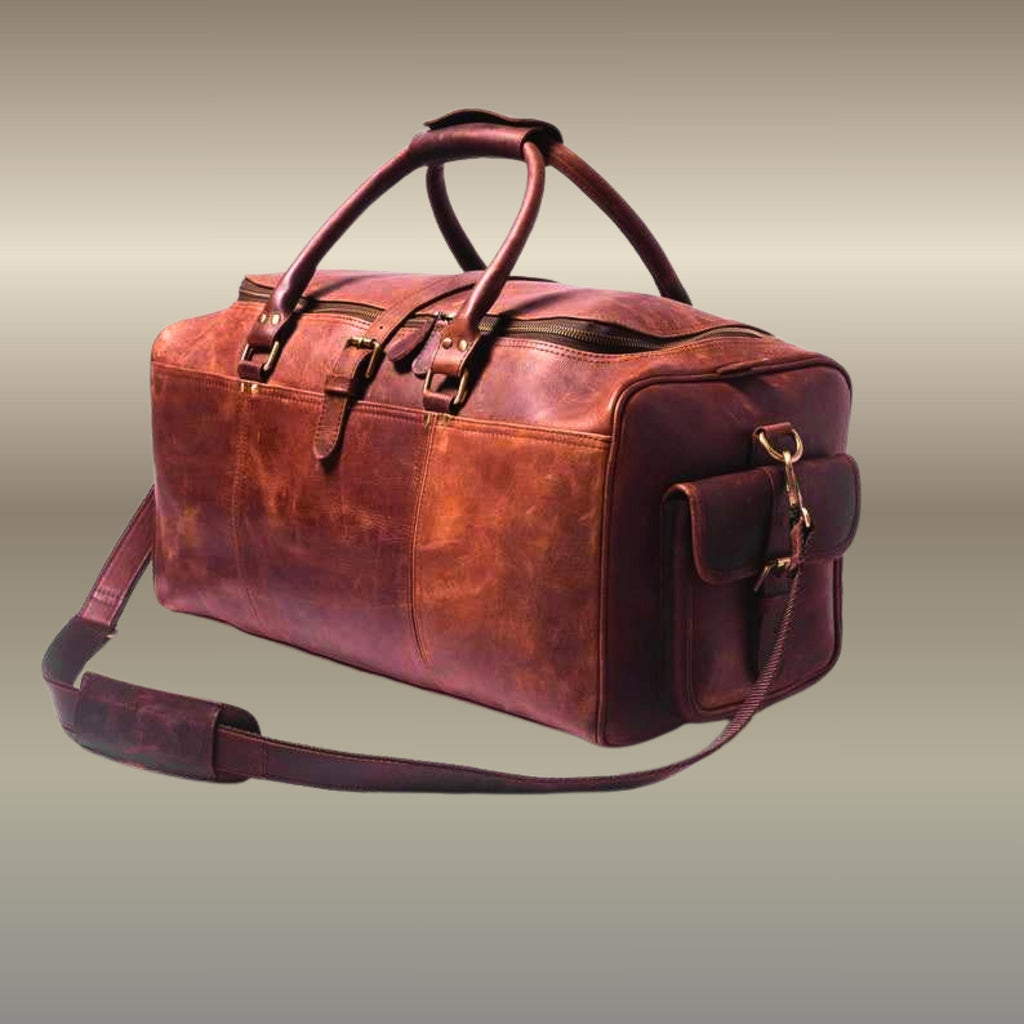 Personalized Full Grain Leather Duffel Bag Handmade Weekender Travel Bag Vintage Brown Men’s Overnight Gym Holdall Gift for Him