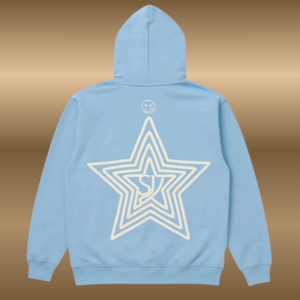 Embroidered 'Sincerely Yours' Hoodie | Gray & Light Blue Fleece Pullover | Oversized Unisex Cosplay Sweatshirt | Gift for Teen Girl