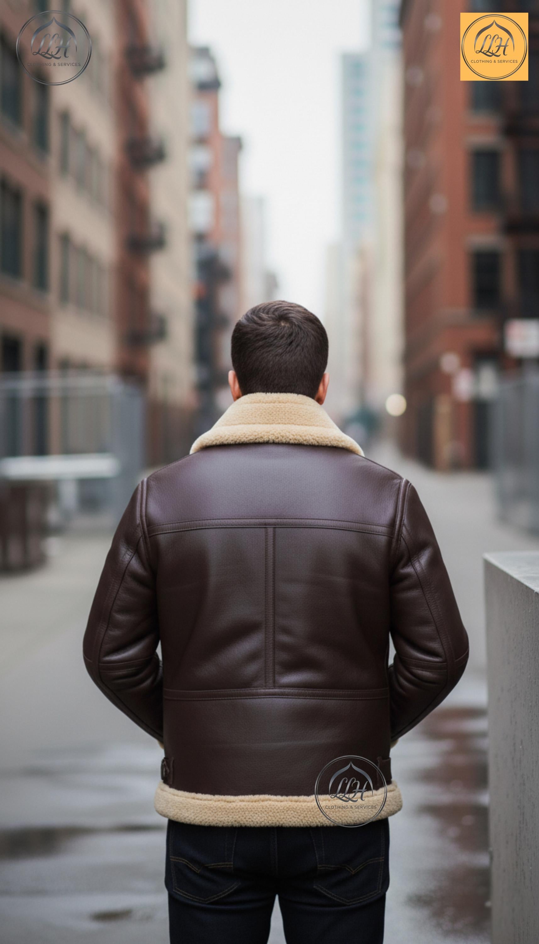 Men’s Handmade Golden Shearling Sheepskin Natural Leather Jacket | Winter Outerwear