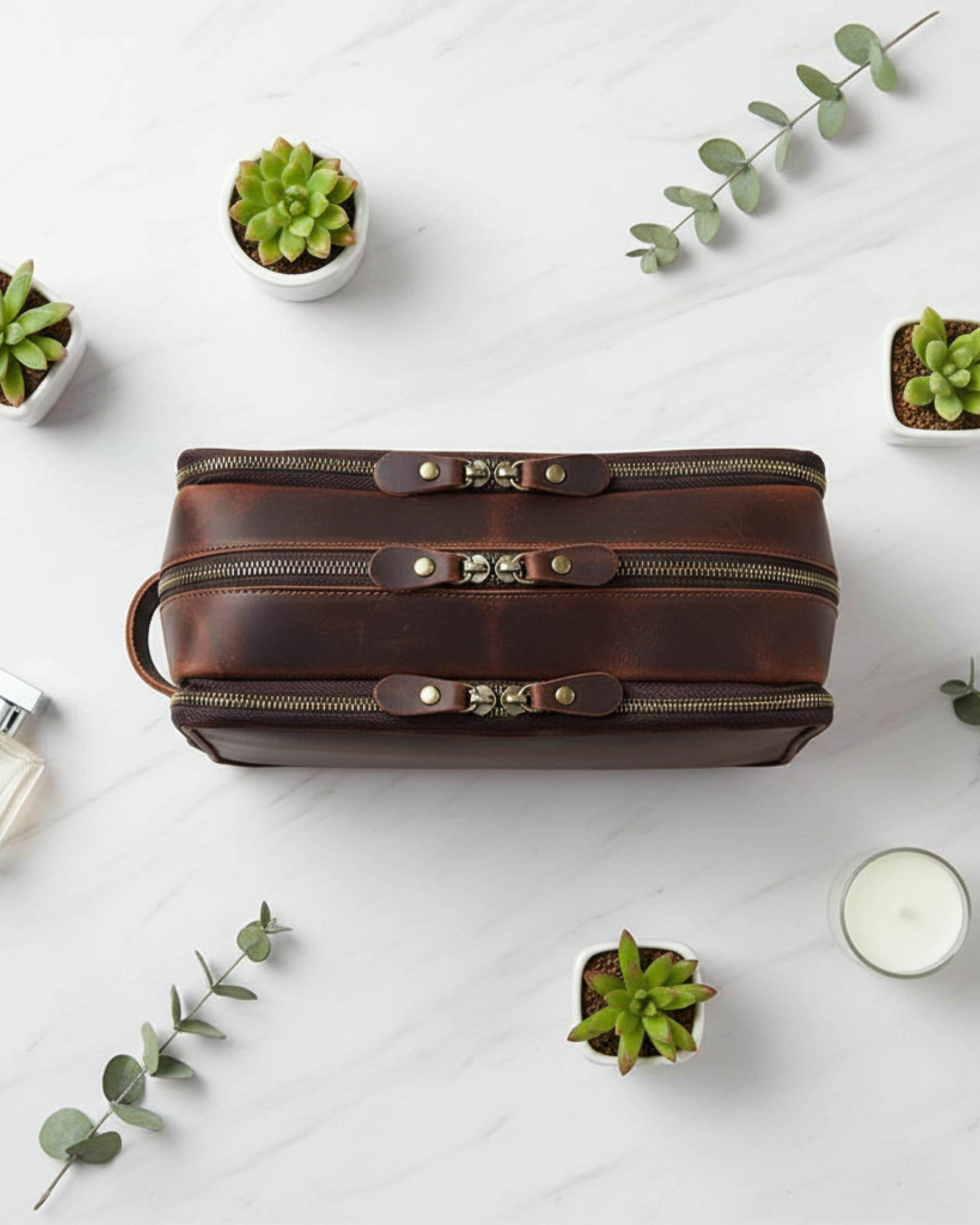 Groomsmen Gift | Leather Toiletry Bag | Crazy Horse Dopp Kit | Men's Shaving Kit | Travel Grooming Organizer | Gift for Him