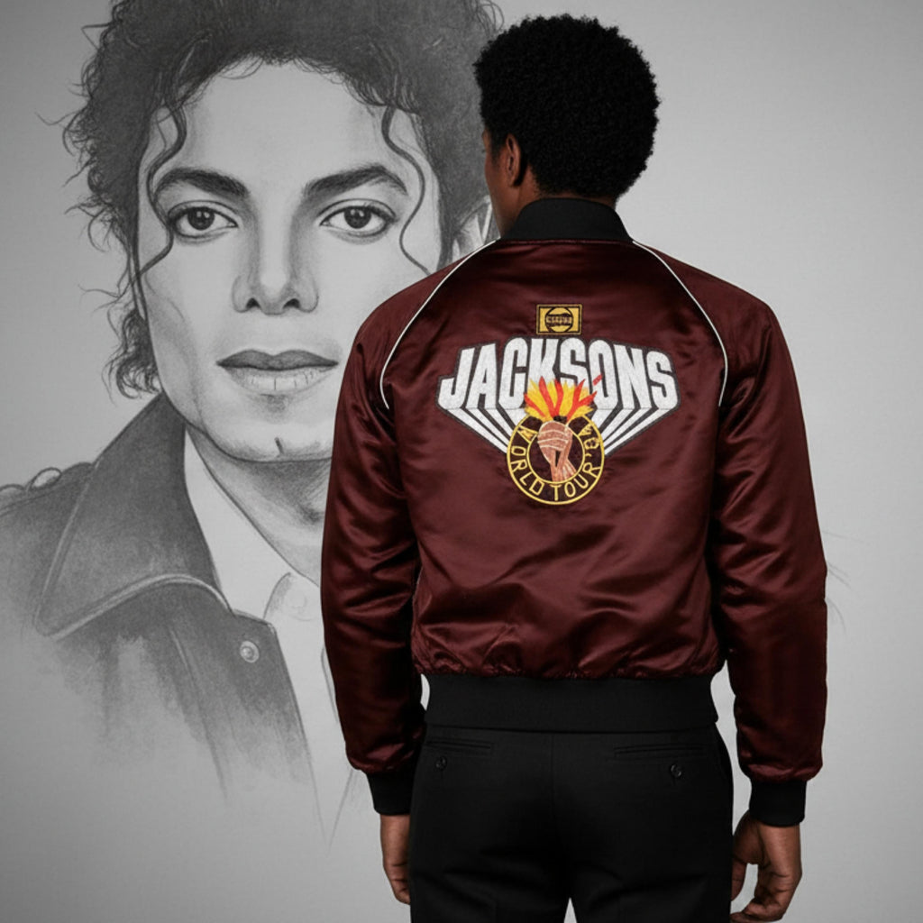 Michael Jackson 1984 Victory Tour Jacket | MJ The Jacksons Satin Bomber Jacket | Vintage Pop Star Outerwear