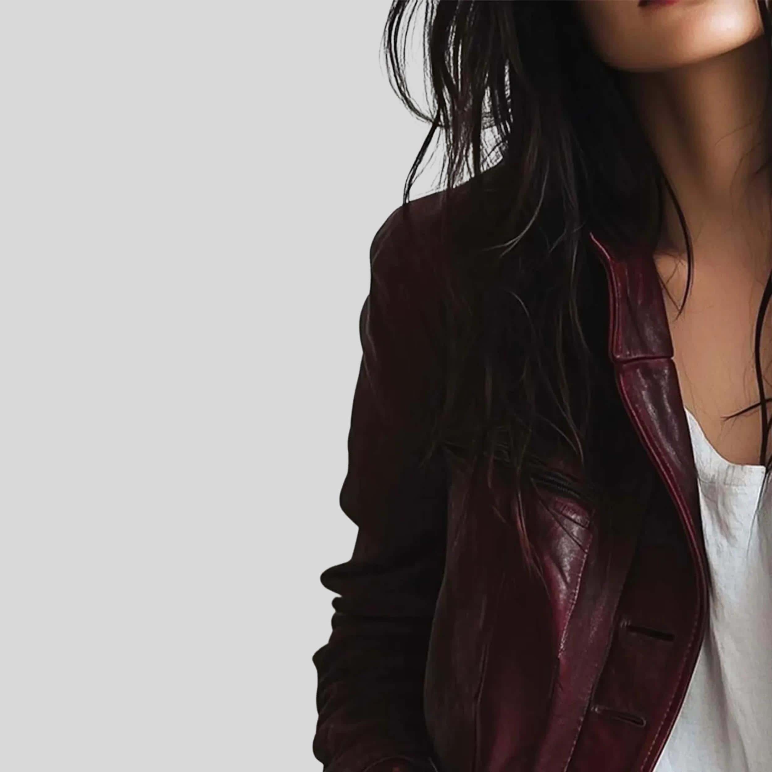 Women’s Vintage Burgundy Lambskin Leather Jacket | Handmade Distressed Winter Outfit
