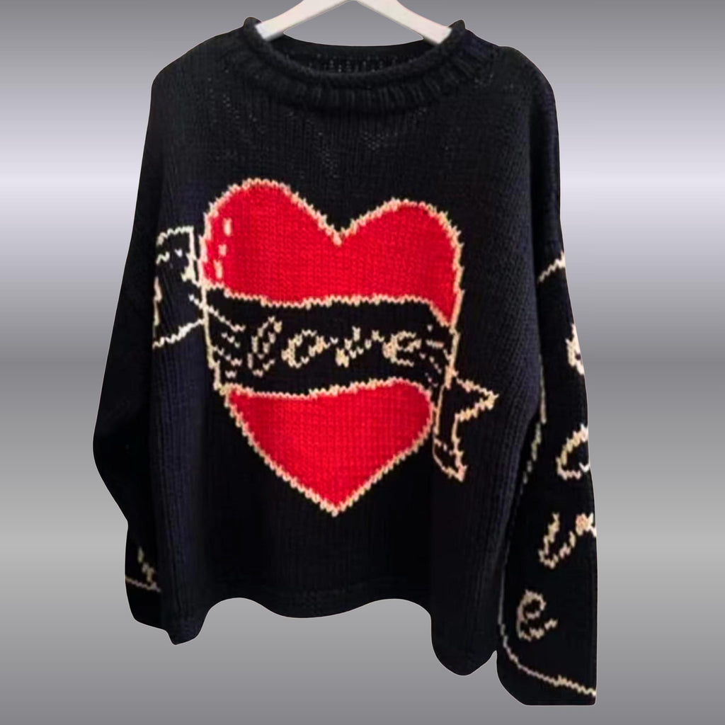 Eve Hewson Bad Sister Sweater | Oversized Heart Knit Jumper | Valentine’s Love Y2K Pullover