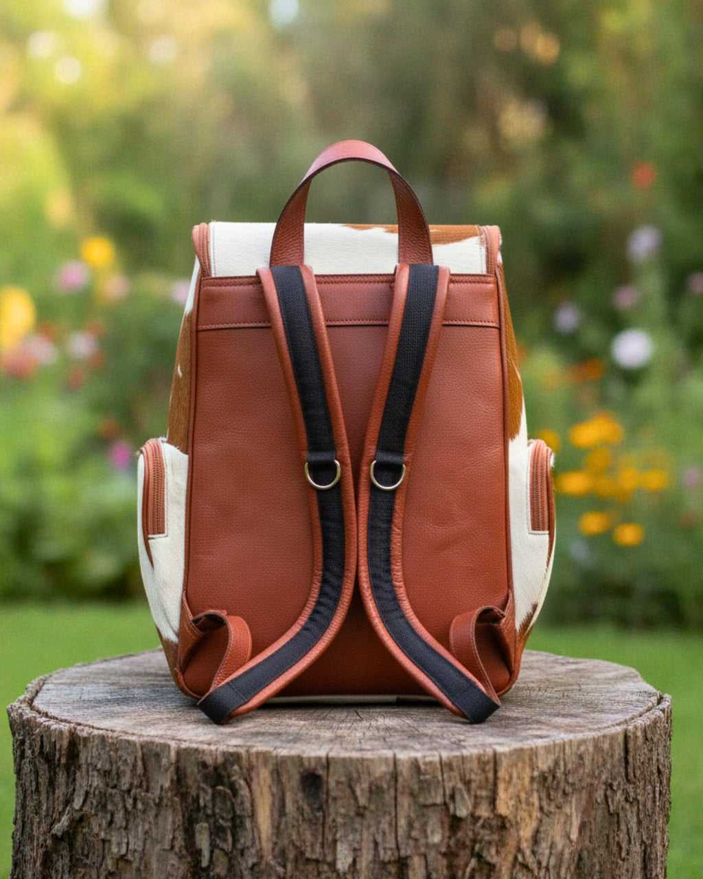 Handcrafted Cowhide Hair-On Leather Backpack with Fringe | Western Travel Bag | Gift for Dad