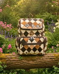 Handmade Cowhide Hair-On Backpack | Natural Multi Color Patchwork Leather Rucksack | Western Travel Bag