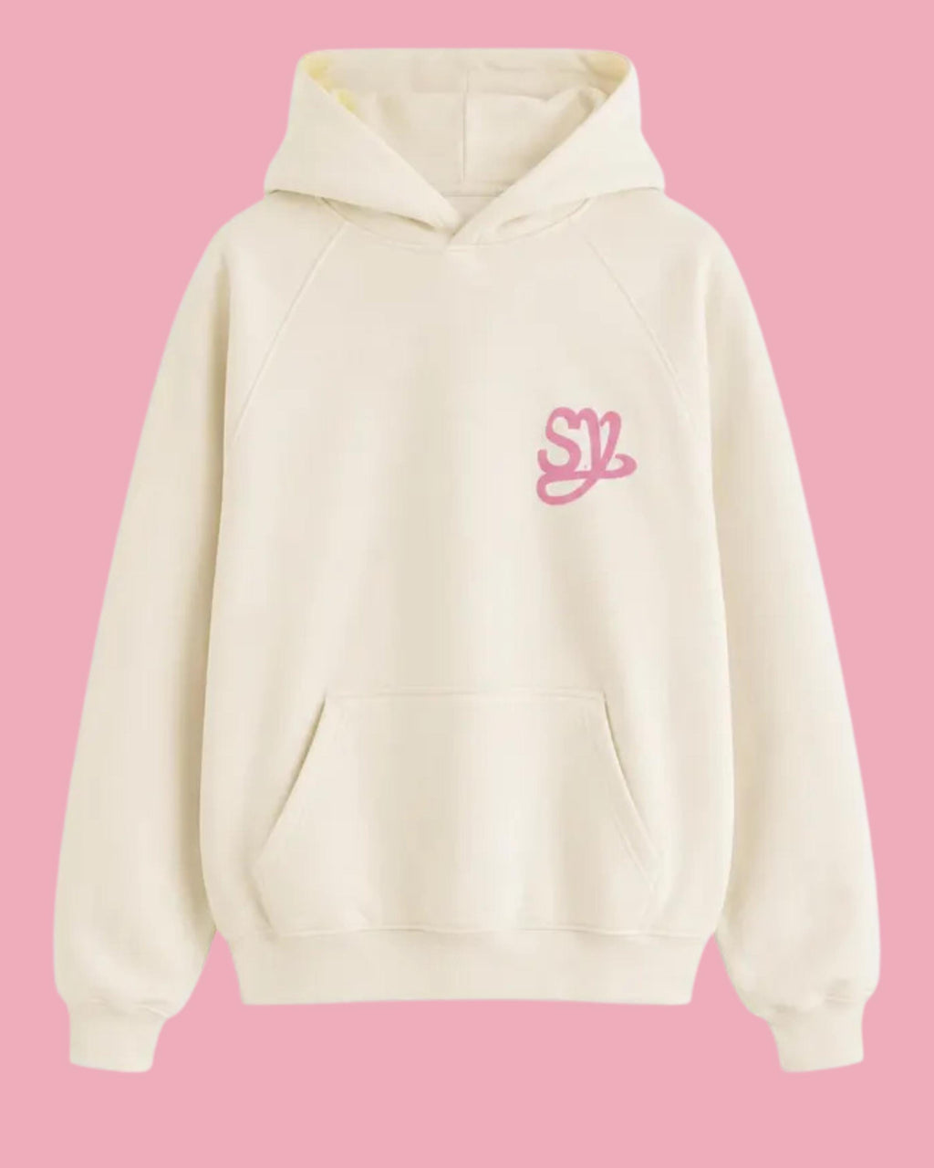 Embroidered Salish Matter Sincerely Yours Cream Hoodie | Sweet Life SY Oversized Fleece Pullover with Hidden Gloss Pocket