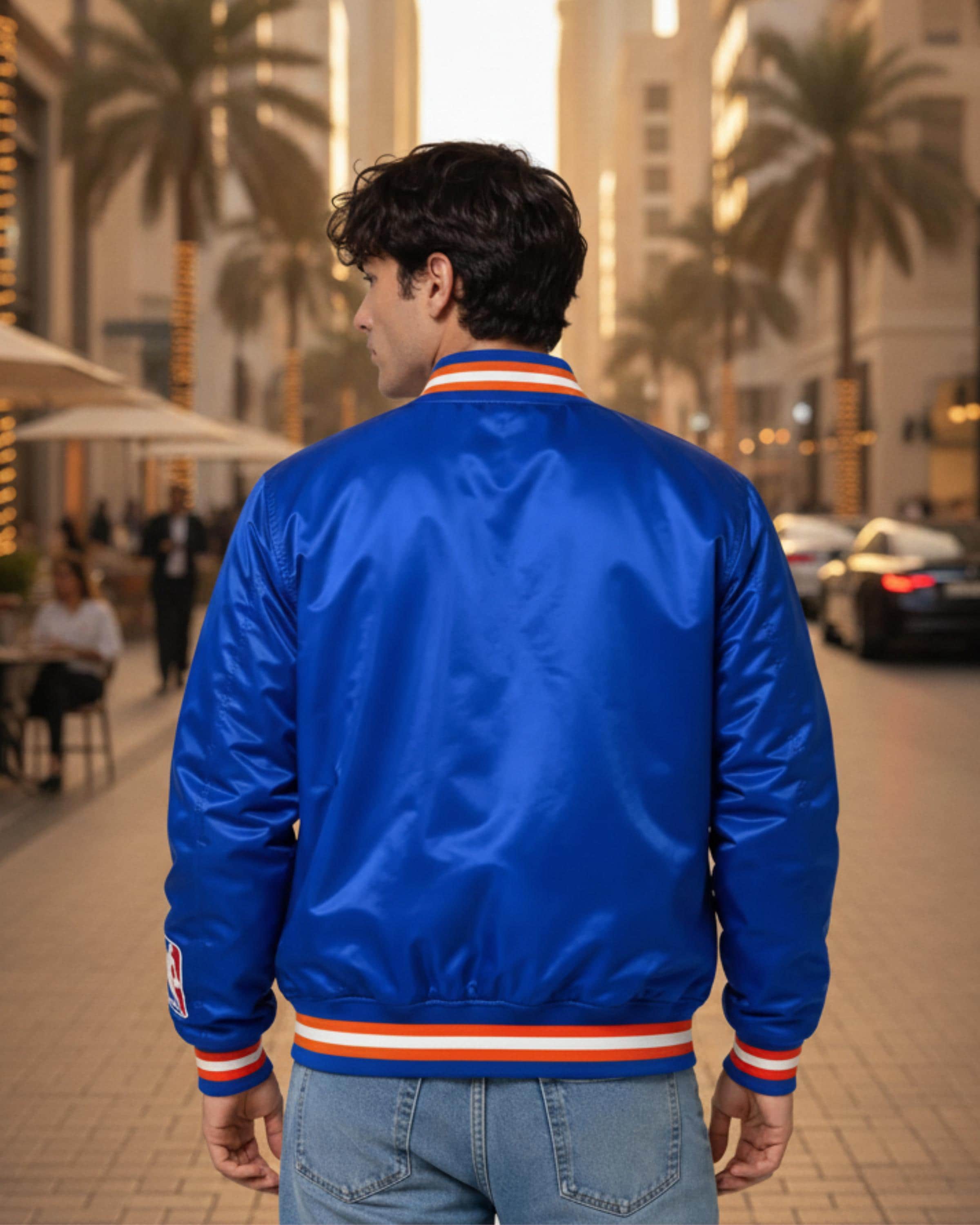 New York Satin Varsity Bomber Jacket | Retro Basketball Letterman Jacket | Vintage Streetwear Coat