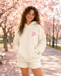 Embroidered Salish Matter Sincerely Yours Cream Hoodie | Sweet Life SY Oversized Fleece Pullover with Hidden Gloss Pocket