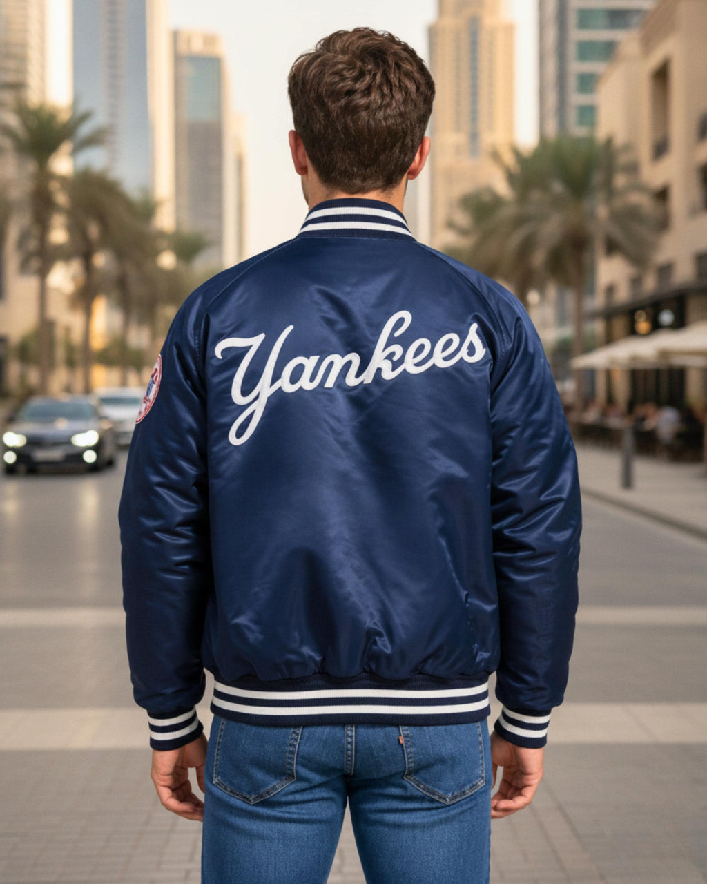 Vintage New York Yankees Starter Satin Bomber Jacket | 90s Yankees Snap Button Varsity Coat | Bronx Bombers MLB Sportswear