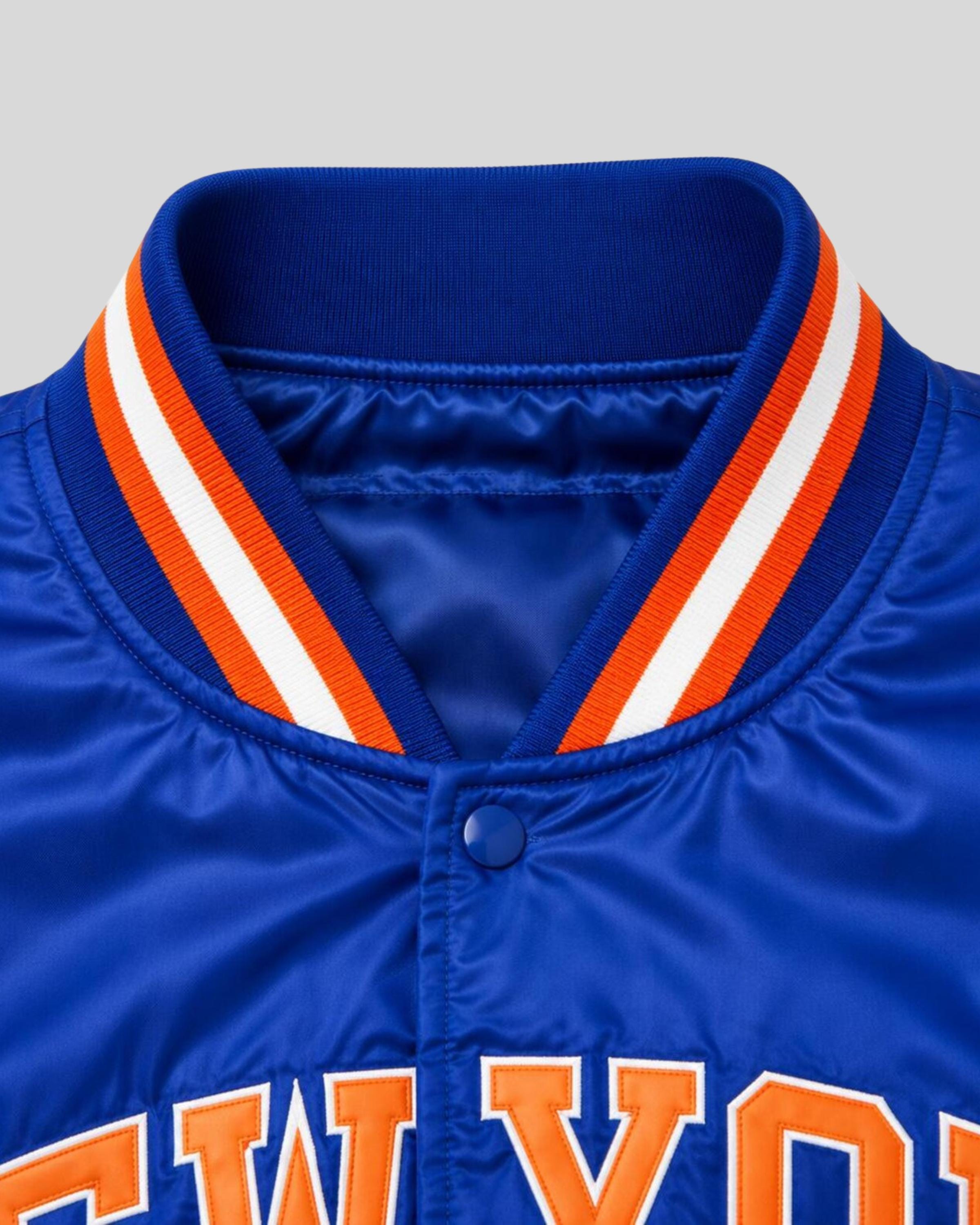 New York Satin Varsity Bomber Jacket | Retro Basketball Letterman Jacket | Vintage Streetwear Coat