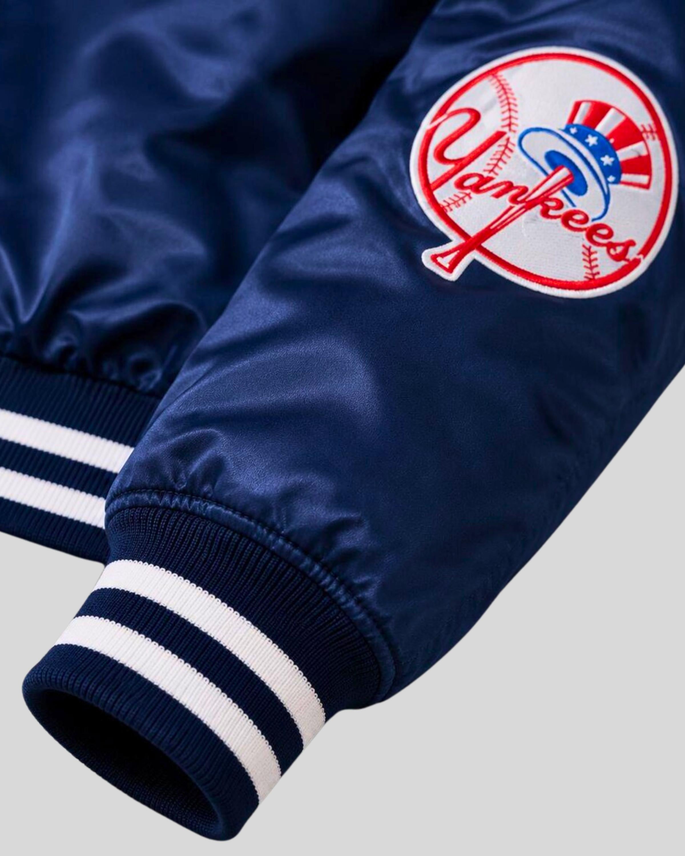 Vintage 90s New York Yankees Satin Baseball Bomber Jacket | MLB Varsity Style | Navy Blue Streetwear