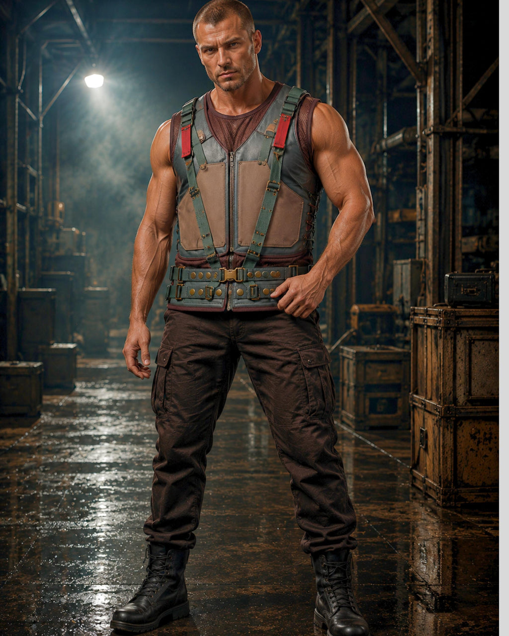 Bane Tactical Vest for Men | Tom Hardy Dark Knight Rises Cosplay Costume | Military Biker Leather Vest | Villain Halloween Costume Gift