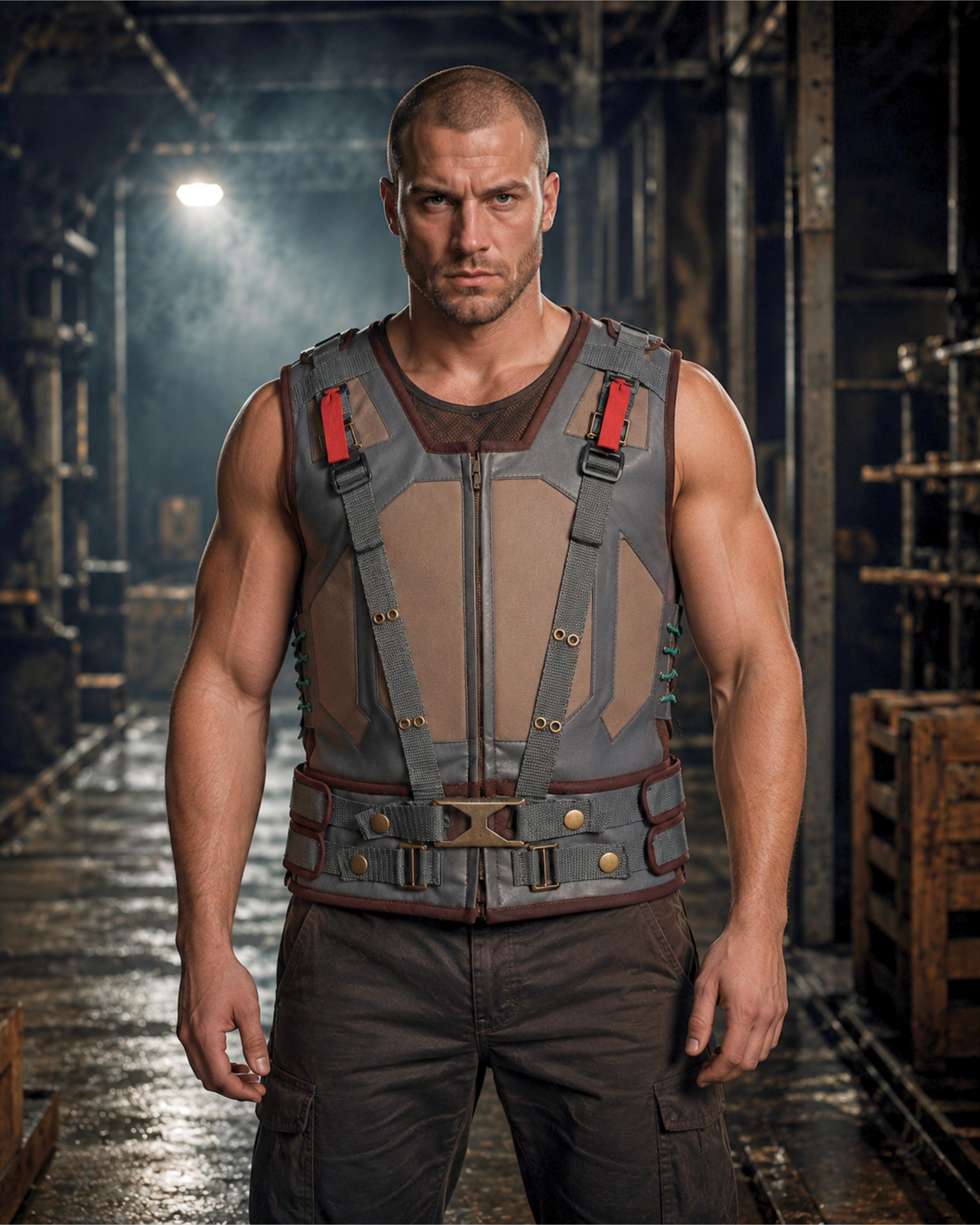 Bane Tactical Vest for Men | Tom Hardy Dark Knight Rises Cosplay Costume | Military Biker Leather Vest | Villain Halloween Costume Gift