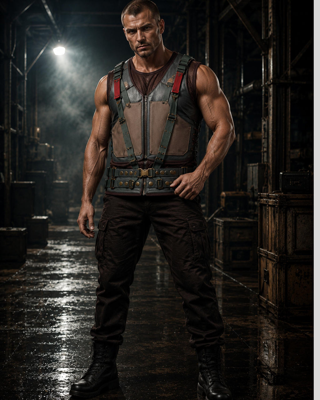 Bane Tactical Vest for Men | Tom Hardy Dark Knight Rises Cosplay Costume | Military Biker Leather Vest | Villain Halloween Costume Gift