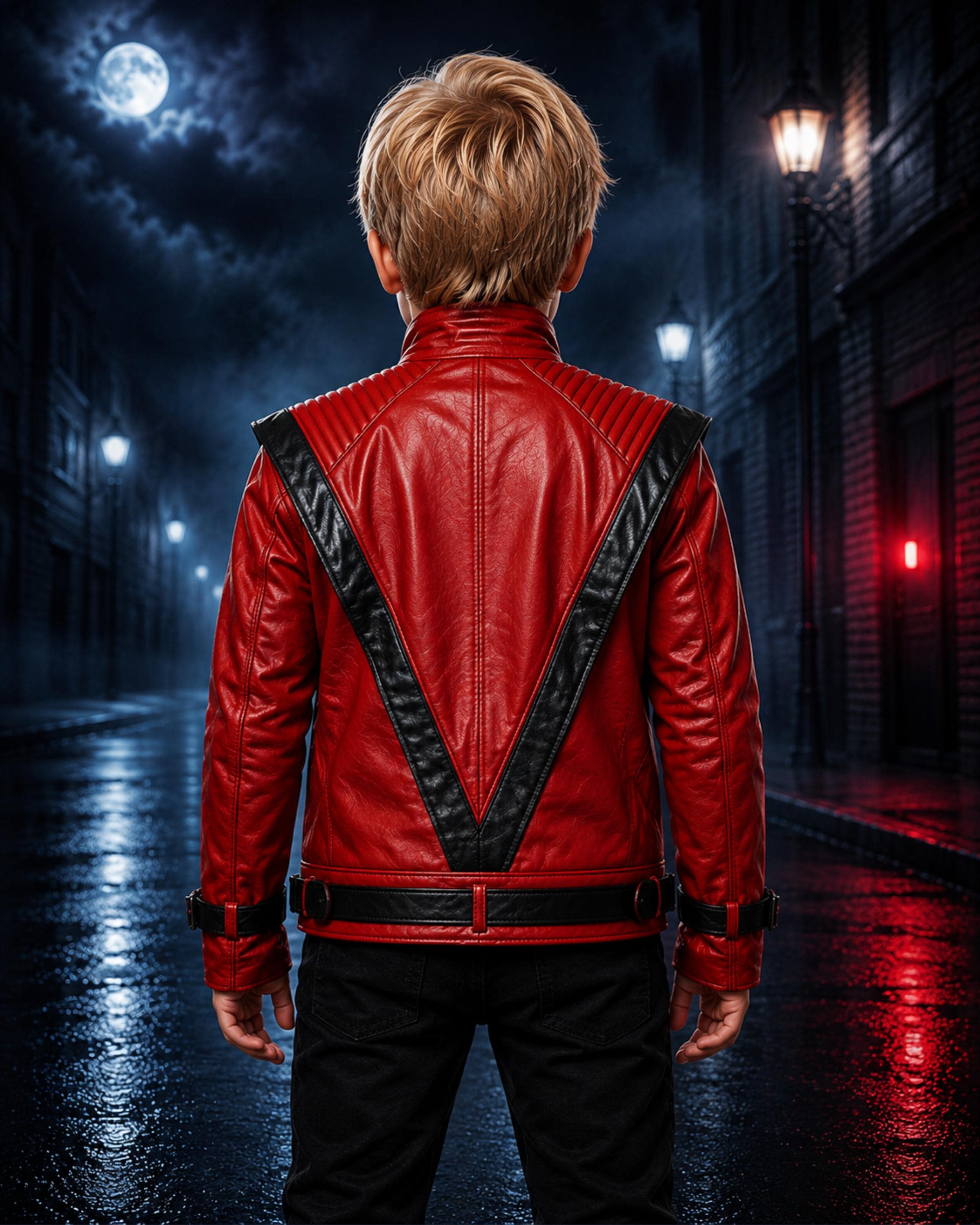 Kids Michael Jackson Thriller Red Leather Jacket | Boys MJ Halloween Costume | 80s King of Pop Cosplay Outfit | Handmade